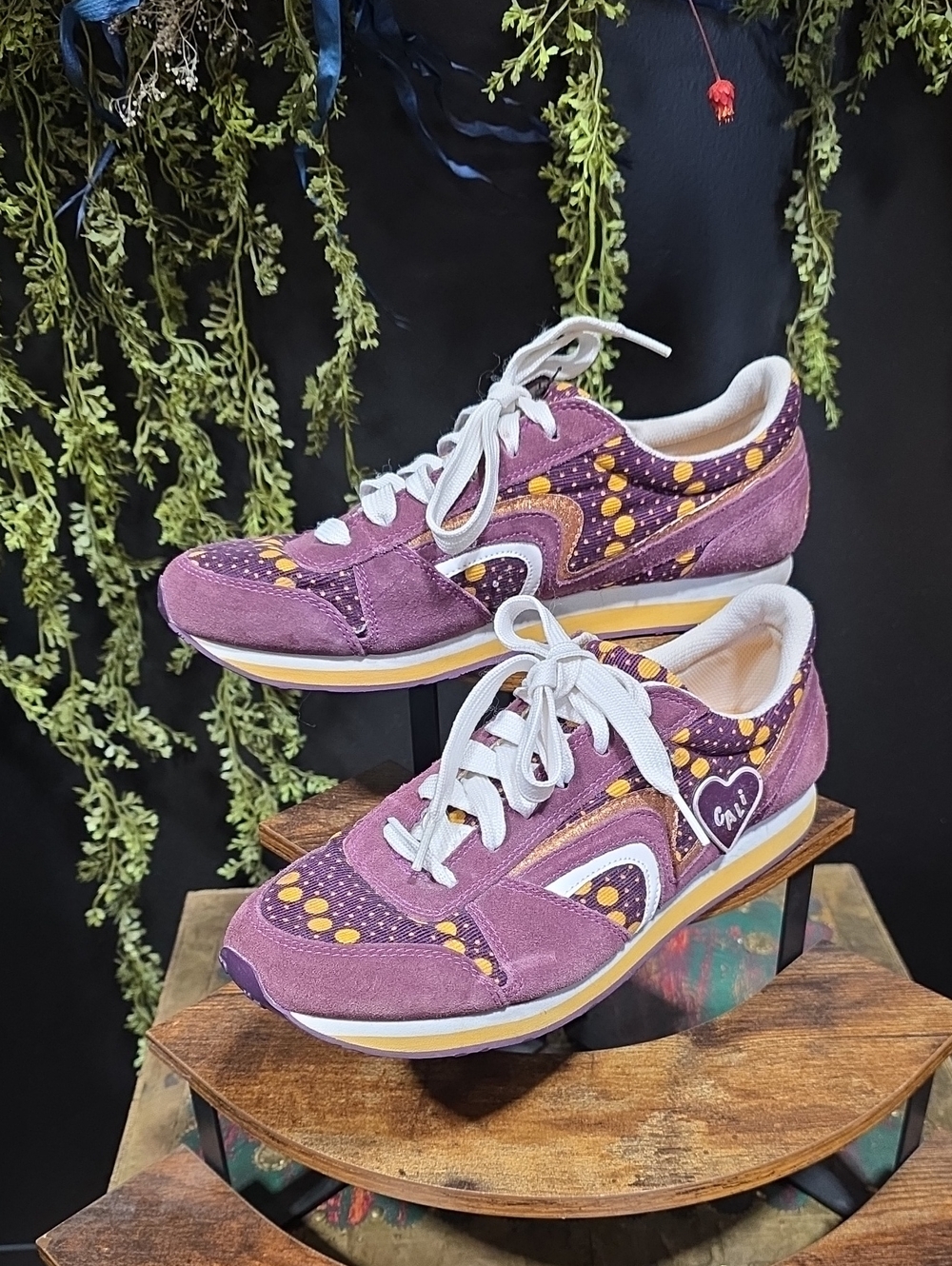 Skechers Purple Suede Sneakers with Yellow Dot Accents